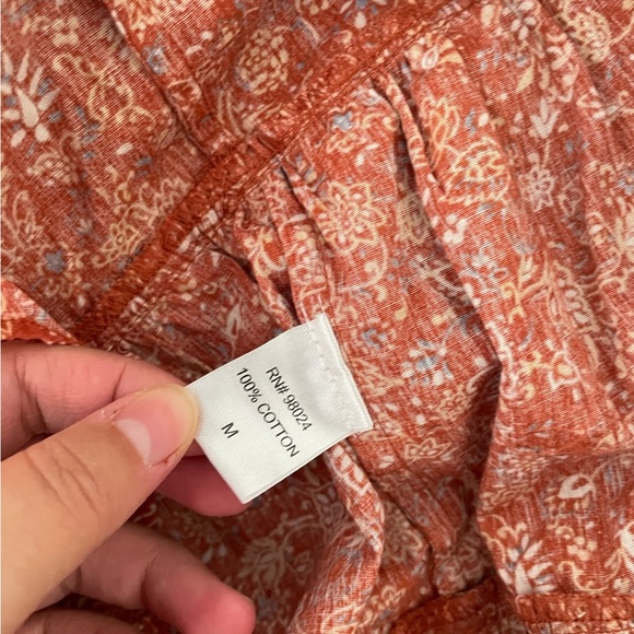 NWT House Of Harlow 1960 Wallis Rust Peasant Western Style Smocked Dress Size M - Picture 11 of 11